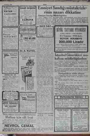    9 Temmuz 1930 min i Unü: Köşede GAZİ GİŞESİİ Yelkenci Vapurları TASI KARA DENİZ POSTAS 1 — Muhterem vi müşteri- vapuru 9 3