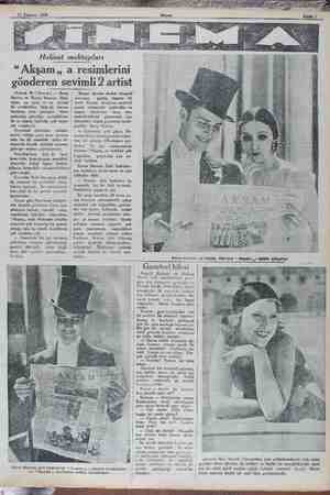    11 Temmuz 1930 Holivut Rİ “Akşam, a resimlerini gönderen sevimli 2 artist Holivut 20 ( Hususi ) — Barr Norten ve ta rez...