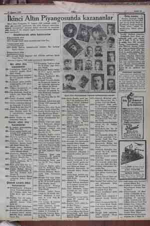    15 Ağastns 1930 İkinci Altın Piyangosunda kazananlar Ikinci Altın Piyangomuz 27 Tem tesi sahipleri idareha; #ldık. Evvelce
