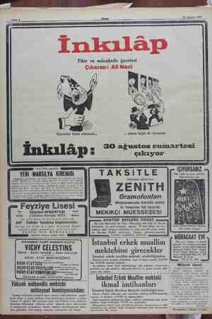    | i i i i ; | Sahife 8 25 Ağustos 1930 Fikir İnkılâp Gazeteler böyle olmamalı... kıl ve mücahede gazetesi Çıkaran: Ali Naci
