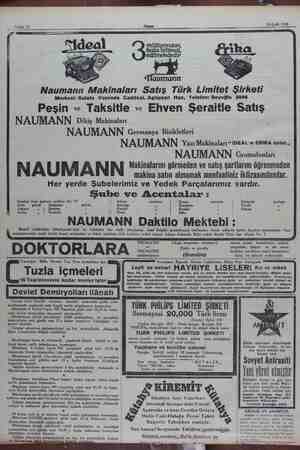    19 Eylül 1930 © Sahife 12 Akşam e ” milliyondan, fazla istimal, edilmekdedir mann Naumann Makinaları Satış Türk Limitet...