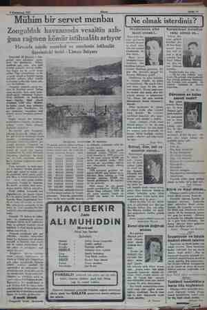    2 Kânutusani 1931 Akşam Mühim bir servet menbaı Zonguldak havzasında vesaitin azlı- ğına rağmen kömür istihsalâtı artıyor