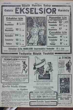    2 Kânunusani 1931 © Sahife 23 Büyük Reklâm Satışı ( EKSELSİOR resi Erkekler için ingiliz Muşambaları 8 7 2 rn Çevrilebilir