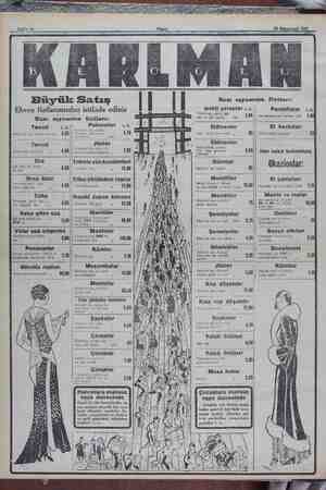    Sahi'e 12 20 Kânunusani 1931 — Büyük Satış Ehven fiatlarımızdan istifade ediniz Bazı eşyamızın fiatları: Tweed LK. Gayet