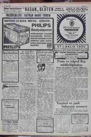    3 Nisan 1931 Şeker hastalıklarına ©“ Her Egin ize İm olunan Tel, 20711 İstanbul ve Ankara büyük bakkaliye Vİ HASAN, GLÜTEN