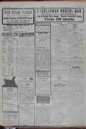    4 Nisan 1931 Akşam Sahife 7 BÜYÜK TAYYARE PİYANGOSU 3 üncü keşide 11 /Nisan /1931 dedir Büyük ikramiye 100. 000 liradır...