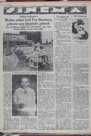    5 Nisan 1931 Meşhur sahne vazii Fon Sternberg gelecek sene İstanbul'a gelecek türk (Hususi) — Pa- ramount şirketinin en...