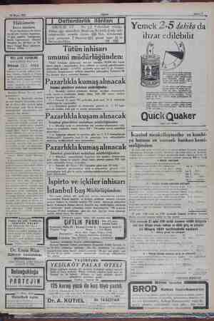    18 Mayıs 1931 ilânları KİRALIK EV — No. 1,3 X Abbas ağa mahallesi, Beşiktaş, İki katlı 6 oda sair müştemilât, senelik...