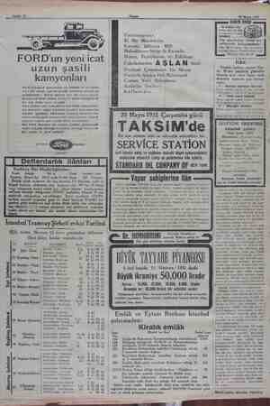  e A ame 2 Sahife 12 Akşam 19 Mayıs 1931 İstanbul Tramvay Şirketi evkat Tarifesi FORD'un yeni icat uzun şasili kamyonları Ford