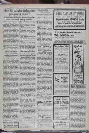    24 Mayıs 1931 Sahife 11 Hint komünist fırkasının programı nedir? Hindistandaki İngiliz kuvvet ve nufu- zunu tamamile tahrip