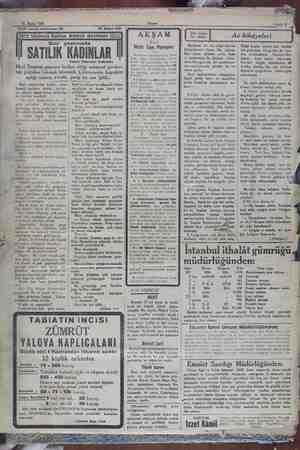    31 Mayıs 1931 Tarihi roman tefrikamız: 20 30 Mayıs 1931 EDA —— Uçüncü Sultan Ahmet e m ir pazarın SATILIK KADINLAR n:...