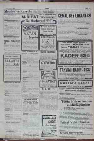    30 Teşrinisani 1931 —— e — Sahife 11 almak arzüsunda bulunanlar, İstanbulda uşunda o bayaatta bulunmayınız. Asri mobilya