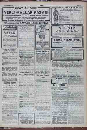     16 Kânunrevvel 1931 Akşam Büyük Bir Fırsat Mallarının metanet, nefaset ve uçuzluğile şöhret kazanan YERLi MALLAR PAZARI