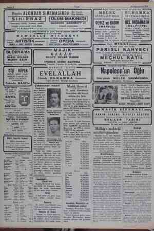  18 Kânunuevvel 1931 MAM' Fransızca kopyesi RAiMU ve JANE MARESE GLORYA'da Bugün Ilarikulâde bir filim DAViD GOLDER HARRY BAUR