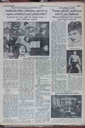    22 Kânunuevvel 1931 Akşam : Istanbul konservatuvarında bir saat.. Istikbalin filim yıldızları, operet ve opera artistleri
