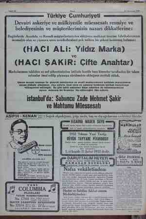    si Sahife 12 Akşam 2 d 14 Kânunusani 1932 si Türkiye Cumhuriyeti Devairi askeriye ve mülkiyesile müessesatı resmiye ve...