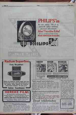     Akşam PHILIPS'in En son sistem 930 A tip numaralı radyo makinası piyasaya çıkarılmıştır. Alın! Tecrübe Edin! Ahizeye...