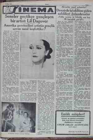  meni şa a ra e a e mz nm Ni e m a e a E. 14 Mart 1932 Sahife 7 TE Zİ 4 Seneler geçtikçe gençleşen bir artist: Lil Dagover...