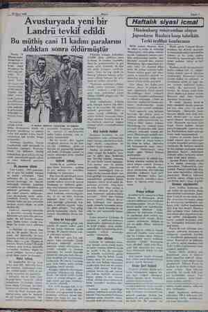  “ Ez ZA 7 Ea 20 Mart 1932 Akşam Sahife 7 Avusturyada yeni bir Landrü tevkif edildi Bu müthiş cani İİ kadını paralarını...