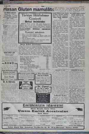    31 Mart 1932 Hasan Glute sahife 15 Şeker hastalıklarına, Avrupa mumulâtına faik bir nefasette her gün taze olarak...