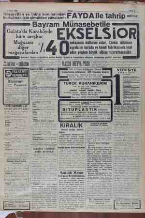    11 Nisan 1932 Sahife 11 Haşarattan ve tahta kurularından kurtulmak için şimdiden yuvalarını Galata'da Karaköyde kâin meşhur