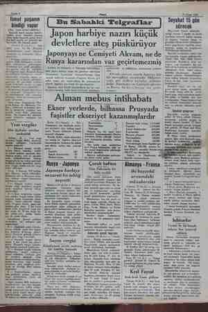    Sahife 2 25 Nisan 1932 bindiği vapur (Baş tarafı birinci sahifede ) Başvekil Ismet paşanın hareke- tinden evvel Anadolu...