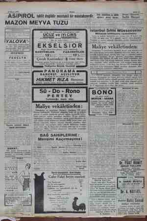  12 Mayıs 1932 ASiPIROL taklit değildir müstakil MAZON MEYVA TUZU Bahçekapı Zaman vo Hasan ceza depolarında, Beyoğlu...