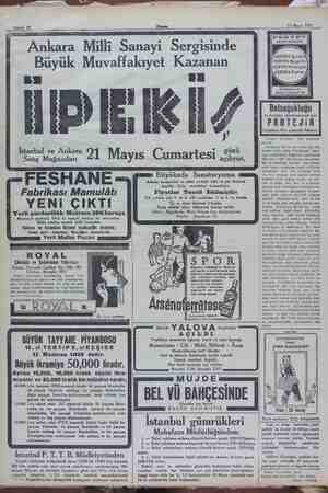    Sahife 1? 13 Mayıs 1932 © İstanbul ve Ankara Satış Mağazaları FESHANE Fabrikası Mamulâtı YENİ ÇIKTI Yerli pardesülük:...