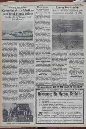    di Sahife 10 Akşam Me 29 Mayıs 1932 Kayseri mektupları Kayseri elektrik fabrikası! işini tevsi etmek istiyor Fabrika eski