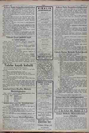   25 Ağustos 1932 © Ankara Nafıa başmühendisliğinden: Birinci madde — Bedeli keşfi 23780 lira ve 68 kuruştan ibaret Ankara -