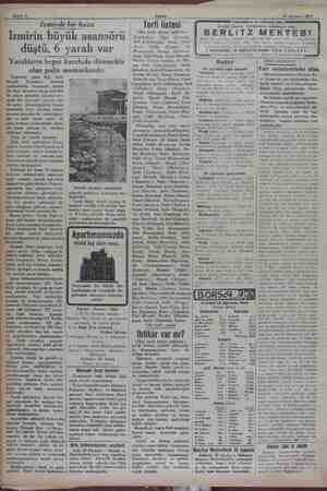    mek mn Şam Akşam 30 Ağustos 1932 Izmirde bir kaza i İzmirin büyük asansörü : düşt 6 yaralı var Yaralıların hepsi karakola