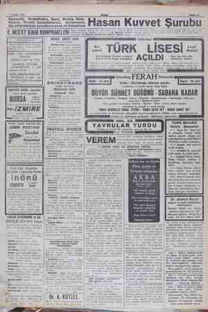       5 Eylül 1932 Sahife 11 Kansızlık, Romatizma, Sara, Kemik, Sinir, Damar, Verem hastalıklarına, diş çıkaramıyan çocuklara
