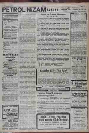  9 Teşrnicivvel 1932 PETROL NIZAM sıçıır Akşam Kuvvetlendirir Uzatır, Muhafaza eder , Sabife “” Kepekleri, başın yağlanmasını
