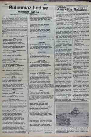    9 Teşrinievvel 1932 “Bulunmaz hediye - Manzum sahne - Birinci sahne il yüz sene evvel. Şimdi diya haritasından fal allen