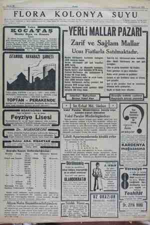  Sehife 12 — Akşam 11 Teşrinievvel 1932 Hakiki KOLONYA maksadını; Limon ve portaka FLORA KOLONYA İ SUYU temin eder. Yorgunluk