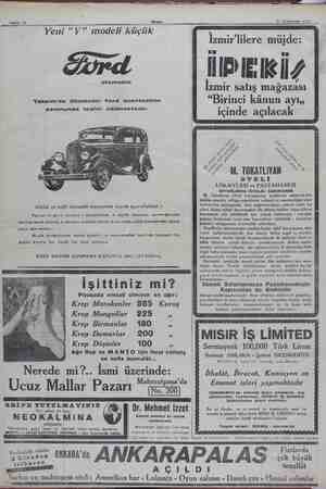    Sahife 16 17 “Yeşrinisani 1454 Ai Yeni ”Y” modeli küçük otomobili Taksim'de Otomotör Ford acentesinin salonunda teşhir...