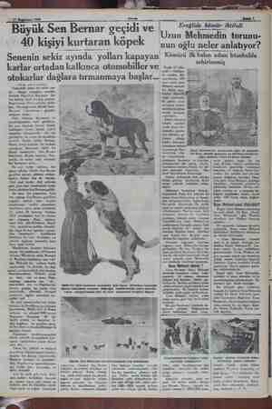    Meprinisani 1952. Büyük Sen Bernar geçidi ve © 40 kişiyi kurtaran köpek Senenin sekiz ayında yolları kapayan karlar ortadan
