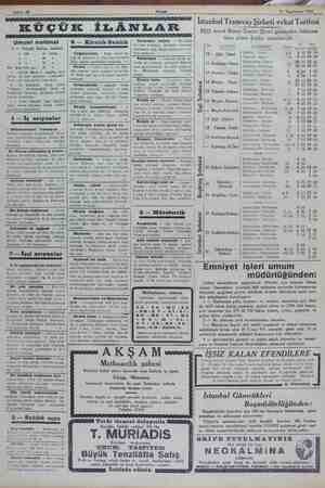  21 Teşrinisani 1932 KÜÇÜK İLÂNLAR Umumi malümat 1 — “Küçük ilânlar,, tarifesiz 1 dele 40 kuruş > 8» Pan B » Her fazla defa
