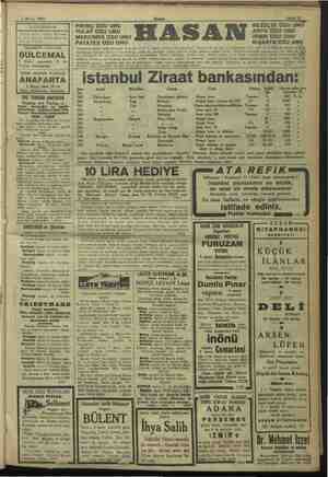    , rg » va 3 Mavıs 1933 Sahife 11 5 nm arm mame SEYRİSEFAİN TRABZON POSTASI GÜLCEMAL 3 Mayıs çarşamba 18 de Galata,...