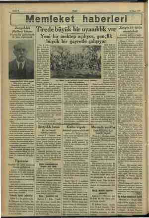    ) Sahife 6 Akşam 10 Mayıs 1933 : ma vey > mleket aberleri | Zonguldak Halkevi binası Yüz bin lira sarfile büyük bir bina