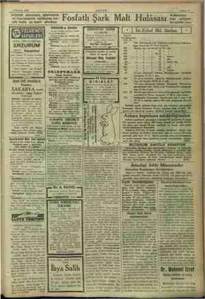    / ” Sahife 11 9 Haziran 1933 AKŞAM ğ Za ad da bü- Fosfatlı ark Malt Hulâsası 2 mind yük faide ve tesiri görülen satılır.