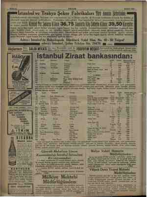    0 Sahife 14 AKŞAM 28 Eylül 1933 İstanbul ve Trakya Şeker Fabrikaları Tip Anlin ŞİPielliei: Fabrikalarımızda çıkarılmağa...