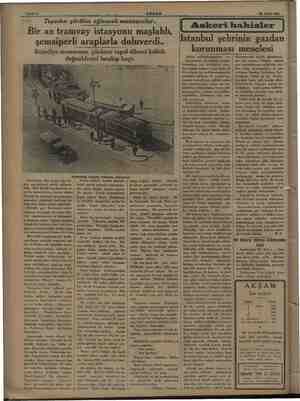    7 “Sahife 6 AKŞAM . 30 Eylül 1933 Fopodei görülen eğmesi mehil Bir an tramvay istasyonu maşlahlı, şemsiperli araplarla...