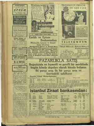    Sahife 12 EMEA KURKLERİNİZ için; her halde İstiklâl cadde- sinde 391 numarada kürk İç ediniz. Müni Mütedil fiyatlar (9531)