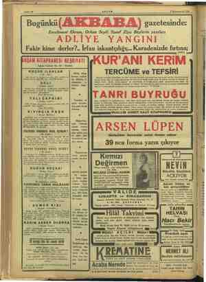    Sahife 12 6 Kânunuevvel 1933 Bugünkü Fakir kime derler?.. İrfan iskantçılığı;... Karadenizde fırtına; | gazetesinde:...