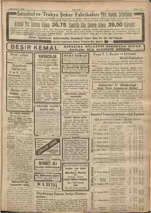    4 Kânunusani 1934 İstanbul ve Trakya Fabrikalarımızda çıkarılmağa başlanan yeni sene Fiatlar, gon şekeri birden a aran Mei;