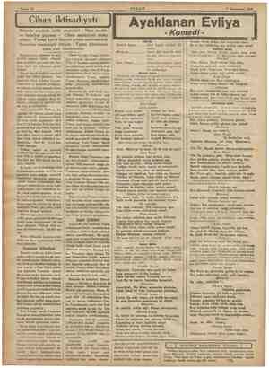  Gs Ğ ii AKŞAM 7 Küânunusani 1934 Ayaklanan Evliya - Komedi - Sahife 10 Cihan iktisadiyatı İ Senenin sonunda salâh emareleri -