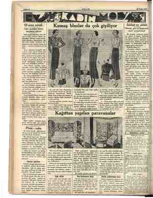  p -Sahife 6 50 sene evvel.. Eski modalar tekrar meydana çıkıyor 1934 senesi kadınlara, kırk Si sene evvelki modaları tekrar