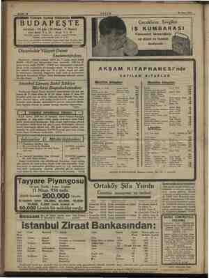        Sahife 12 “AKŞAM —30 Mart 1934 Türkiye Turing Klübünün ” T ya e - BUDAPE 5 TE Çocukların Sevgilisi . seyahatı - 10 gün