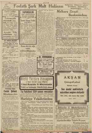    siyıs 1934 AKŞAM Sahife 11 Süt A Kullanınız. Sütünüzü arttırır. ve. Fosfatlı Şark Malt Hulâsası "“Göcükienn “kömierin ,...